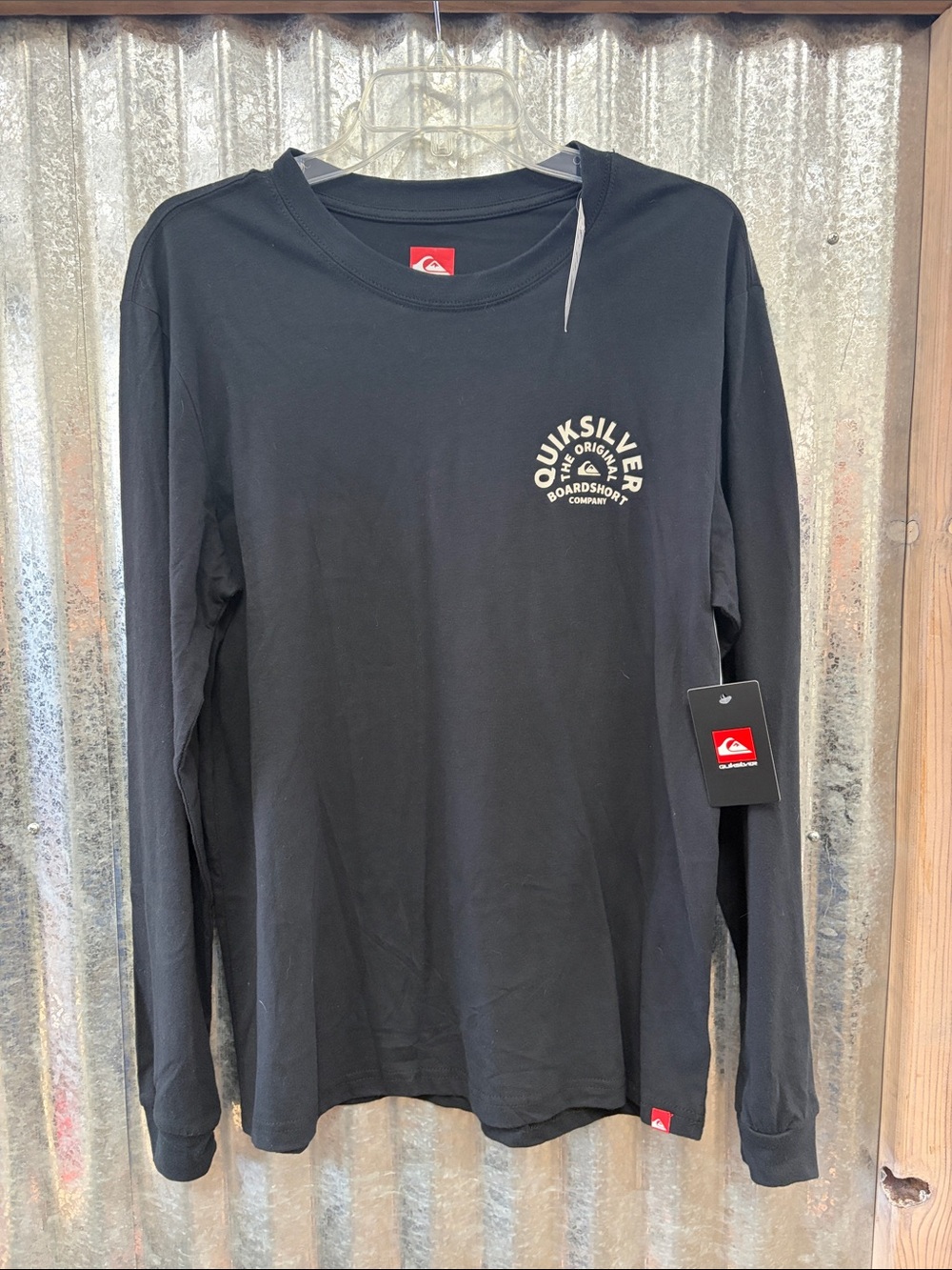 Quiksilver Black Long Sleeve Crewneck with Small Chest Logo